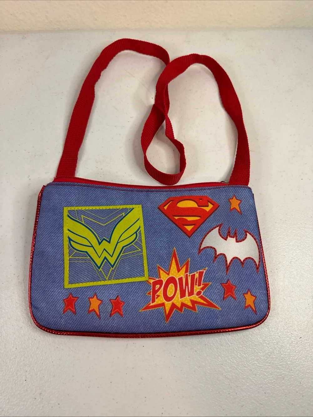Red Superhero Girl Cross Body Purse Wonder Woman Bat Girl Super Girl
